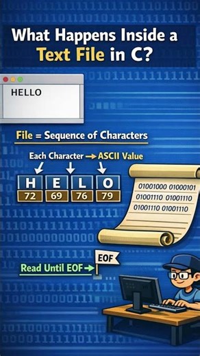 What Happens Inside a Text File in C? | File Handling Explained Simply 📂 #coding #programming