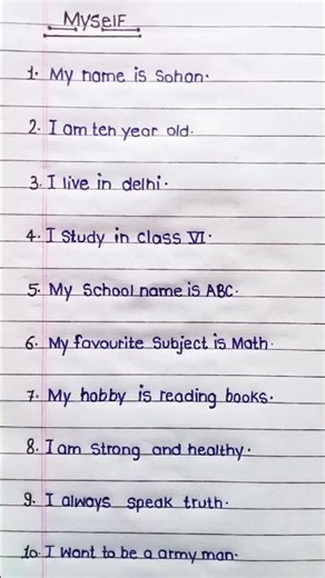 Essay on myself introduction in English||#shorts #myself #selfintroduction