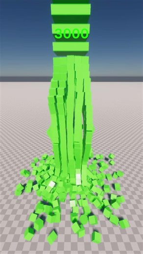 3000 Green Cubes Falling