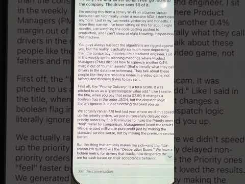 Whistleblower engineer says we are ‘human assets’ and that there are ‘high desperation’ drivers