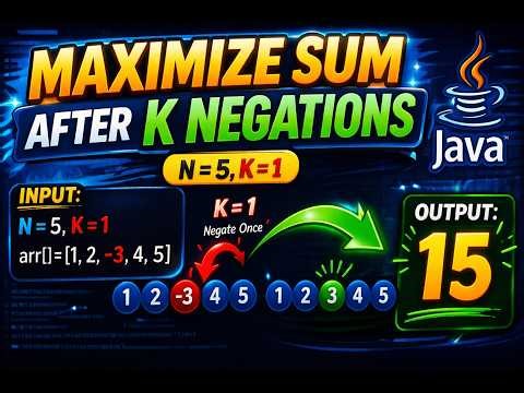 Maximize Sum After K Negations | Java Solution 🔥 | Greedy Approach Explained 🚀