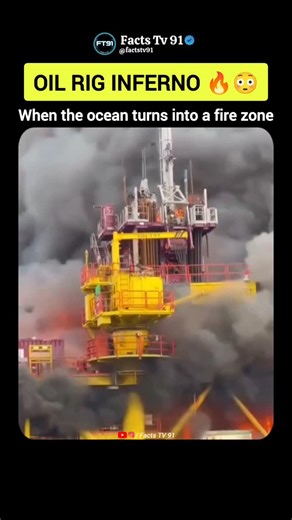 Mr. Raja Kumar on Instagram: "A massive offshore oil platform catches fire, sending thick black smoke into the sky and flames across the structure. Incidents like this show how dangerous and high-risk offshore energy operations can be. In this video: • offshore oil platform engulfed in flames • thick black smoke rising over the sea • high-risk industrial fire situation • the extreme danger of offshore energy work 👉 Subscribe to @FactsTV91 for intense industrial incidents, offshore engineering m