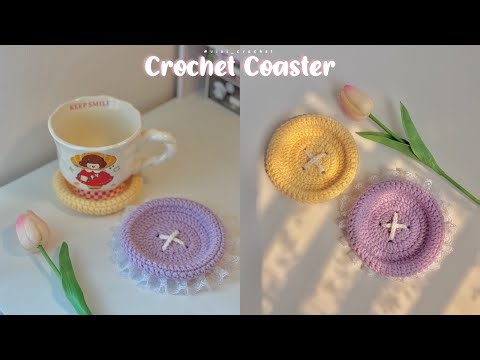 How to Crochet a Coaster | Button Coaster Simple and Cute✨