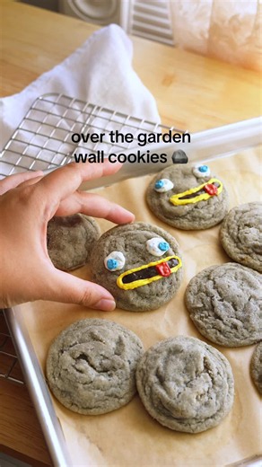 it’s a rock fact! black sesame sugar cookies using @Rooted Fare, dressed up as lil rocks from one of my favorite shows, over the garden wall! for the free recipe google Bites by Bianca black sesame sugar cookies! #BitesByBianca #OTGW #OverTheGardenWall