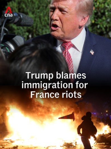 US President Donald Trump has called on French President Emmanuel Macron to tighten immigration policies following on-going riots in France on Monday (Oct 19). “What's happening in France has to do with immigration, not schools, not anything. It's immigration,” said Trump. #france #franceprotests