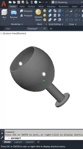 AutoCAD Shell & Revolve Command | 3D Object Design Tutorial in Hindi #shorts #autocad #ytshorts