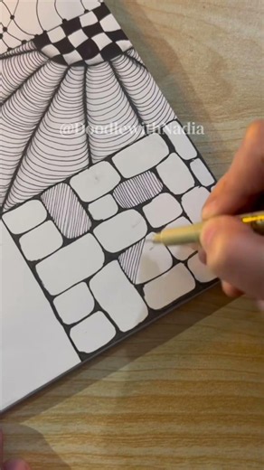 1 Color Pattern Series, Part 10✨Rounded blocks. Line fills Bubble circle #doodlewithnadia #zentangle