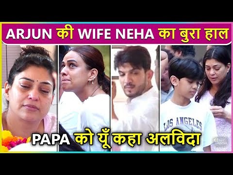 Arjun Bijlani's Wife Neha Breaks Down At Father's Funeral, Son In Tears