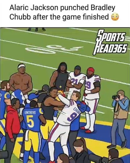 Alaric Jackson Punches Bradley Chubb After The Game😱 #nfl