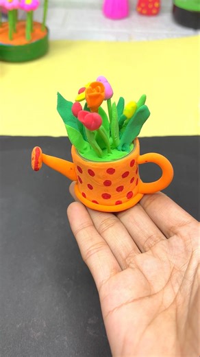 Diy Clay cute flower cup for kids/#shortfeed #kidsvideo #clayart #craft #cartoon #art #clayart