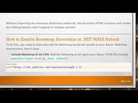 Using Bootstrap Accordion in .NET MAUI Hybrid Blazor Apps