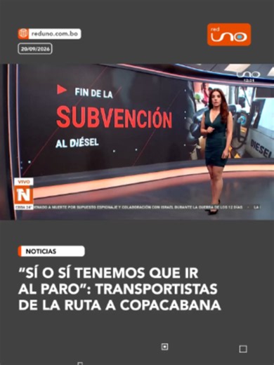 #NotivisiónLPZ | Transportistas que cubren la ruta La Paz–Copacabana anunciaron nuevas medidas de presión ante el incremento del precio del diésel. Señalan que el costo del combustible elevó considerablemente los gastos de operación y aseguran que un viaje de ida y vuelta puede superar los Bs 1.700. ▶️ Más información en www.reduno.com.bo #RedUno #RedUnoDigital #Notivisión #LaPaz #Copacabana #Transporte #Diésel