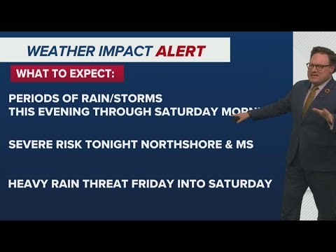 New Orleans Weather Impact 10pm: Scattered showers Northshore and MS with more rain Thursday
