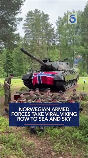 Norwegian armed forces take viral viking row to sea and sky