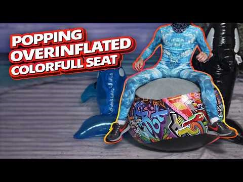 Pop inflatable - The Rainbow Pop Destroying a Colorful Inflatable Seat