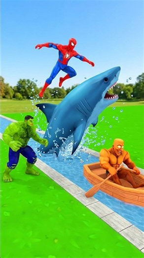Funny Pool Battle: Shark vs Spider-man & Hulk vs Tung Tung Tung Sahur ! 😂