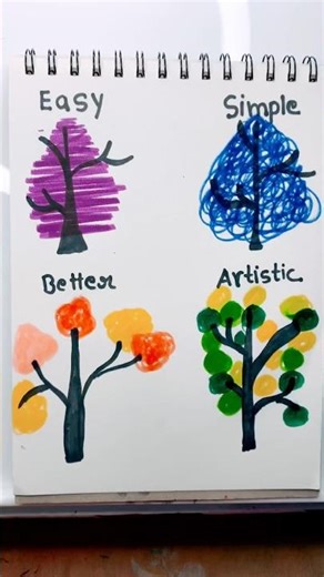 Different Trees Drawing Tutorial Step by Step Types of Beginners #youtubeshorts #shortsfeed #shorts