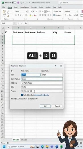 How to Enter Data Faster in Excel Using Data Form | Excel Tips & Tricks #datasheets #sheets