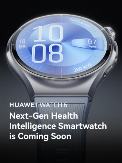 HUAWEI WATCH 6 — Next-Gen Health Intelligence Smartwatch with Intelligent Aesthetics meet everyday comfort. Featuring a sleek, lightweight profile, and refined arcglow design, every detail is thoughtfully crafted for a sophisticated look and a more comfortable fit. Stay tuned for more! #HUAWEI #HUAWEIMY #HUAWEIWATCH6 #SmartConnectEasyCross