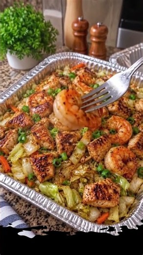 Hibachi Chicken and Shrimp Cabbage Bowl