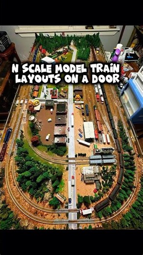 Build an EPIC N Scale Train Layout on a DOOR! 🚂 (Small Space, BIG Results!) #trainlayout # shorts