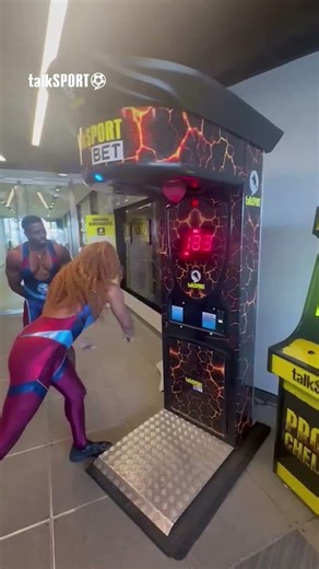 Can the Gladiators Nitro & Fire beat the talkSPORT punch machine challenge? 👀🥊 #gladiators