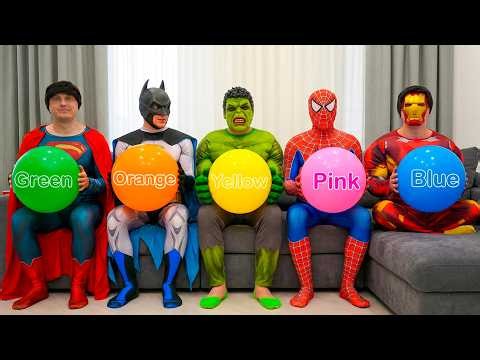 Five Little Superheroes on the Chair | Kids Song Balloon Learn Colors | Ksysha Kids TV