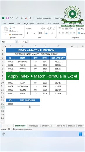 Master data lookup like a pro with INDEX + MATCH in Excel! 🔍 #ExcelTips #indexmatch