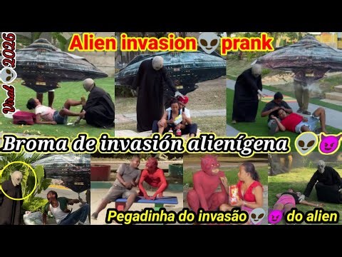Broma de invasión alienígena 👽😈 / Pegadinha do invasão👽😈 do alien / Alien invasion👽prank