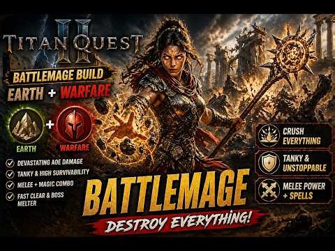 Titan Quest II Battlemage Build 🔥 Earth + Warfare OP! Destroy Everything | Gameplay Guide