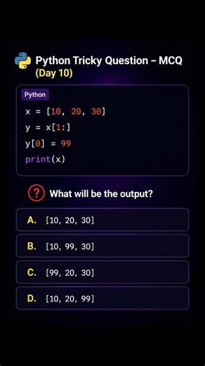 Python Tricky Question Day 10 🔥 | Can You Solve This? | Python MCQ Challenge #coding #pythontricks