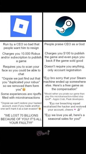 Two muti billon dollar companies btw #roblox #robloxfyp #steam