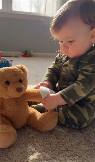 Tiny Soldier’s First Teddy Bear Rescue 🧸👶❤️