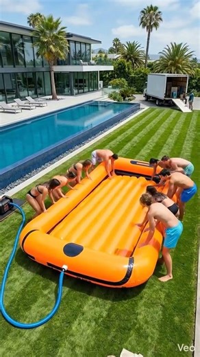 Giant Inflatable Pool Party = Summer Goals 🌊