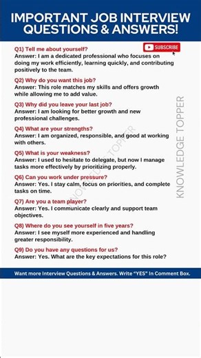 9 Most Important Job Interview Questions and Answers