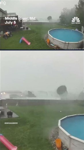 Trampoline goes flying as storm rips through Maryland