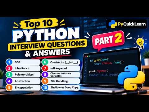 Python Interview Questions for Freshers & Experienced | Top 10 Questions & Answers | Part 2 #python