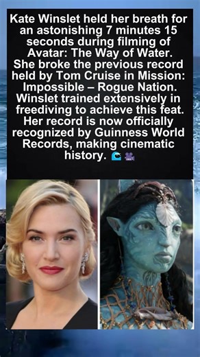 Kate Winslet Sets Guinness World Record: 7 Min 15 Sec Underwater Breath-Hold in Avatar 2 🌊🎬 #avatar
