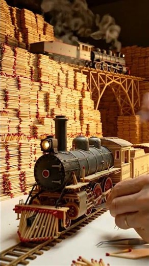 🚂 Train Crossing Disaster Giant Matchstick Steam Train Inferno
