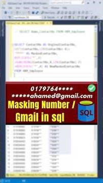How to Mask Mobile Number Email in SQL Server #SQLServer #DataMasking #DataPrivacy #SQLSecurity