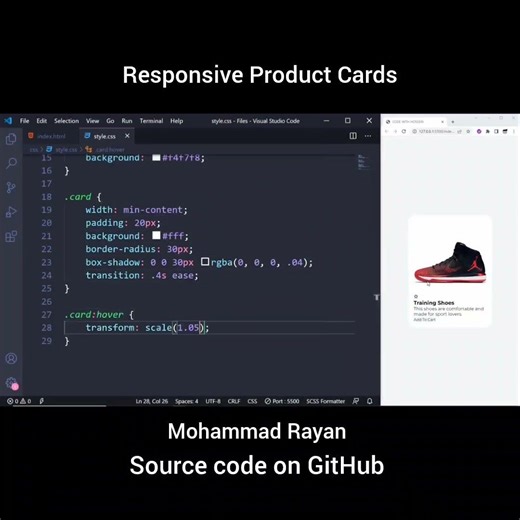 Design Responsive Product Cards with HTML & CSS #coding #frontendcourse