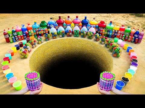 Giant Fanta, Pepsi, Sprite, Mtn Dew, Soda, Coca Cola vs Mentos in Big Underground!