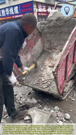 Breaking Stuck Concrete Inside a Dump Truck: Manually Breaking Cement Like a Pro