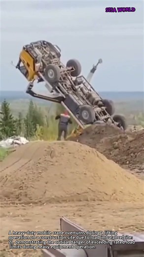 Mobile Crane Overturn Accident on Construction Site #worker #process #crane #accident