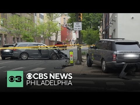 Video shows 4-car, chain reaction crash in Center City Philadelphia