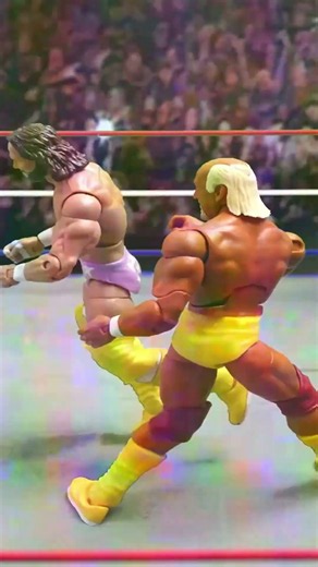 Hulk takes down Randy Savage with a powerful shoulder tackle! 💥