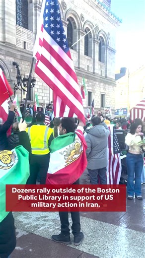 Crowds have gathered outside the Boston Public Library in response to the United States' military action in Iran. | WCVB Channel 5 Boston