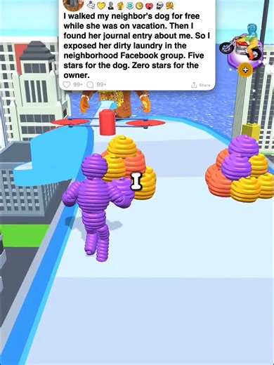 I walked my neighbor's dog for free while she was on vacation. Then I found her journal entry about me. So I exposed her dirty laundry in the neighborhood Facebook group. Five stars for the dog. Zero stars for the owner. #reddit #redditreadings