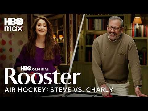 Steve Carell & Charly Clive Compete in Air Hockey | Rooster | HBO Max