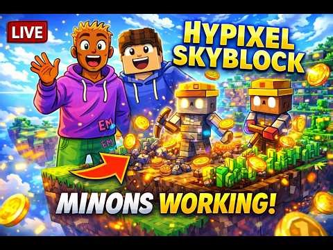 Minecraft Hypixel Skyblock LIVE! Beginner Grind, Money Making & Island Progress | EXPERTMUFFIN |